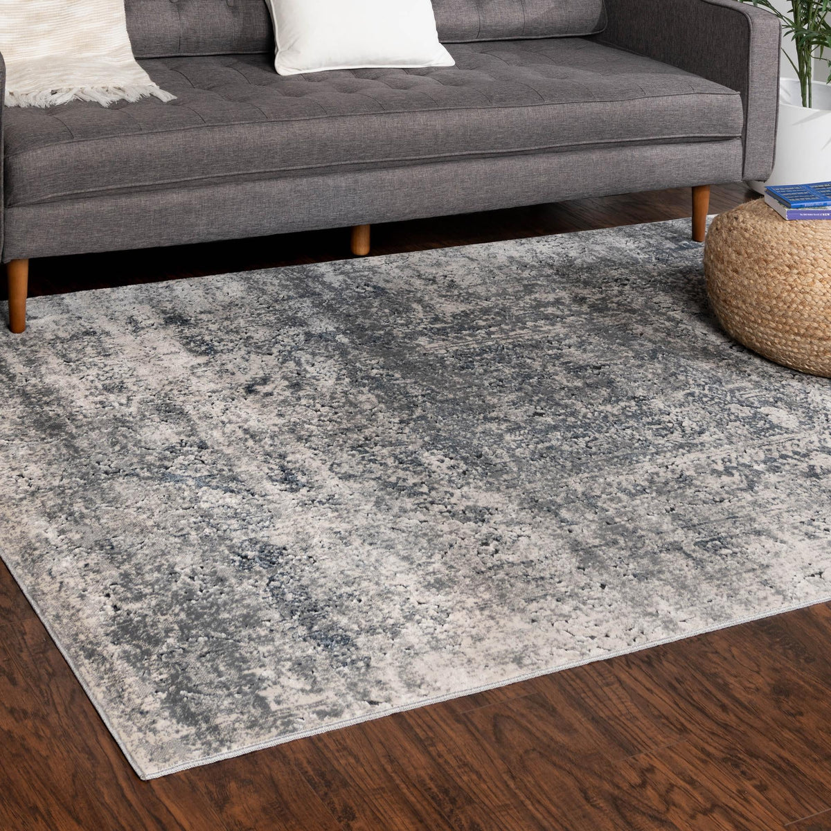 Coastal Manor Collection Area Rug -  Wavecrest Rectangle Gray  lifestyle 33