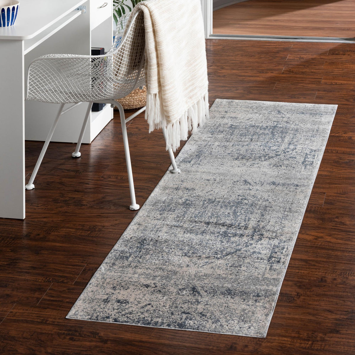 Coastal Manor Collection Area Rug -  Wavecrest Runner Gray  lifestyle 104