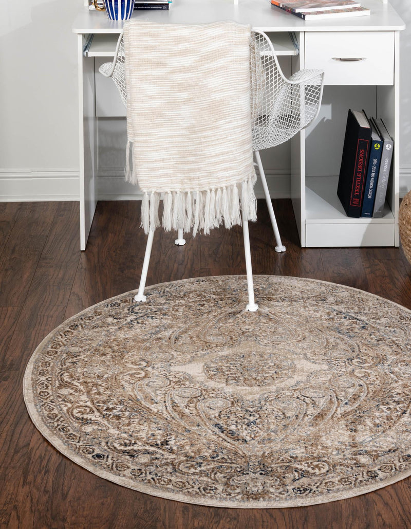 Coastal Manor Collection Area Rug -  Seagrove Round Beige  lifestyle 43