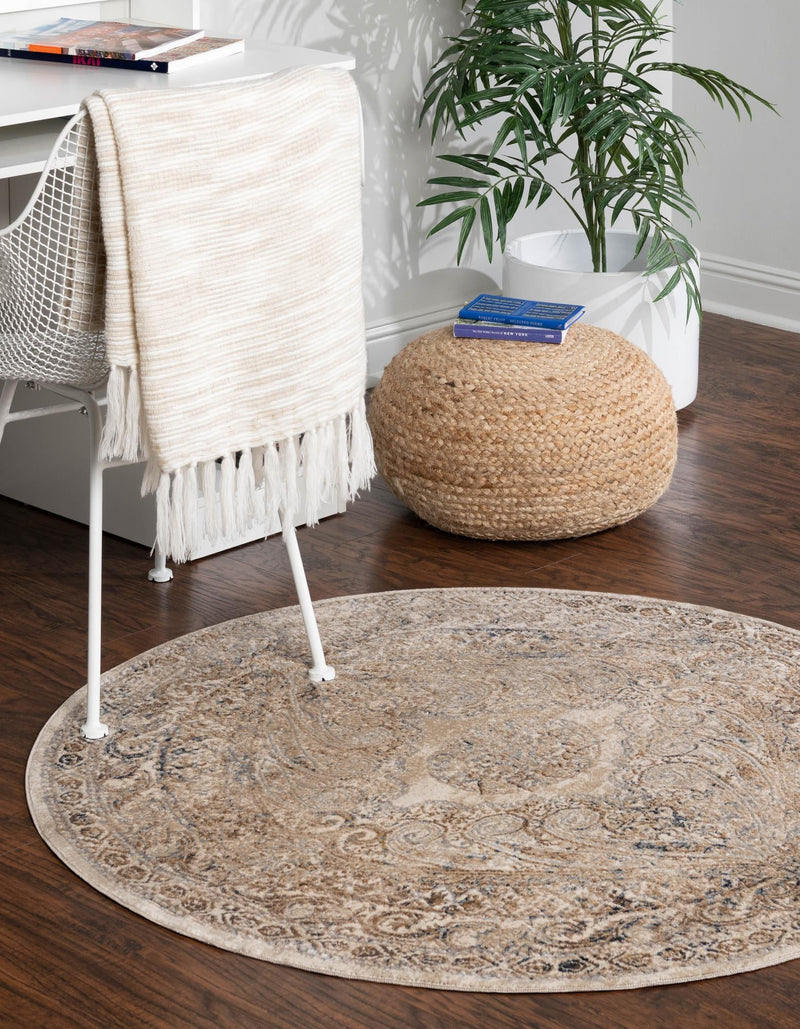 Coastal Manor Collection Area Rug -  Seagrove Round Beige  lifestyle 49