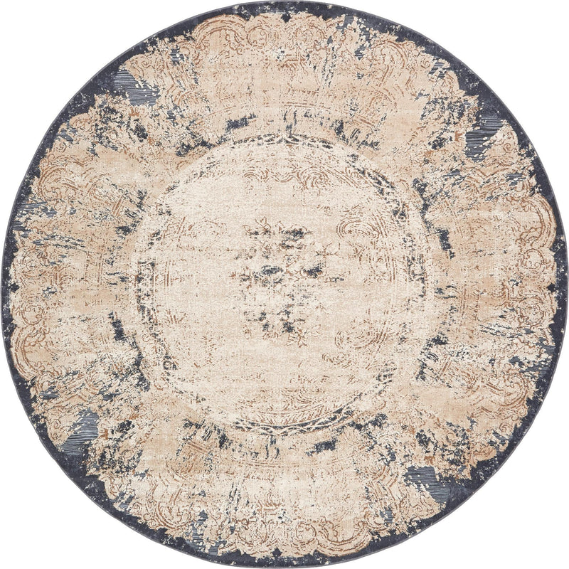 Coastal Manor Collection Area Rug -  Tidewater Round Cream  lifestyle 35
