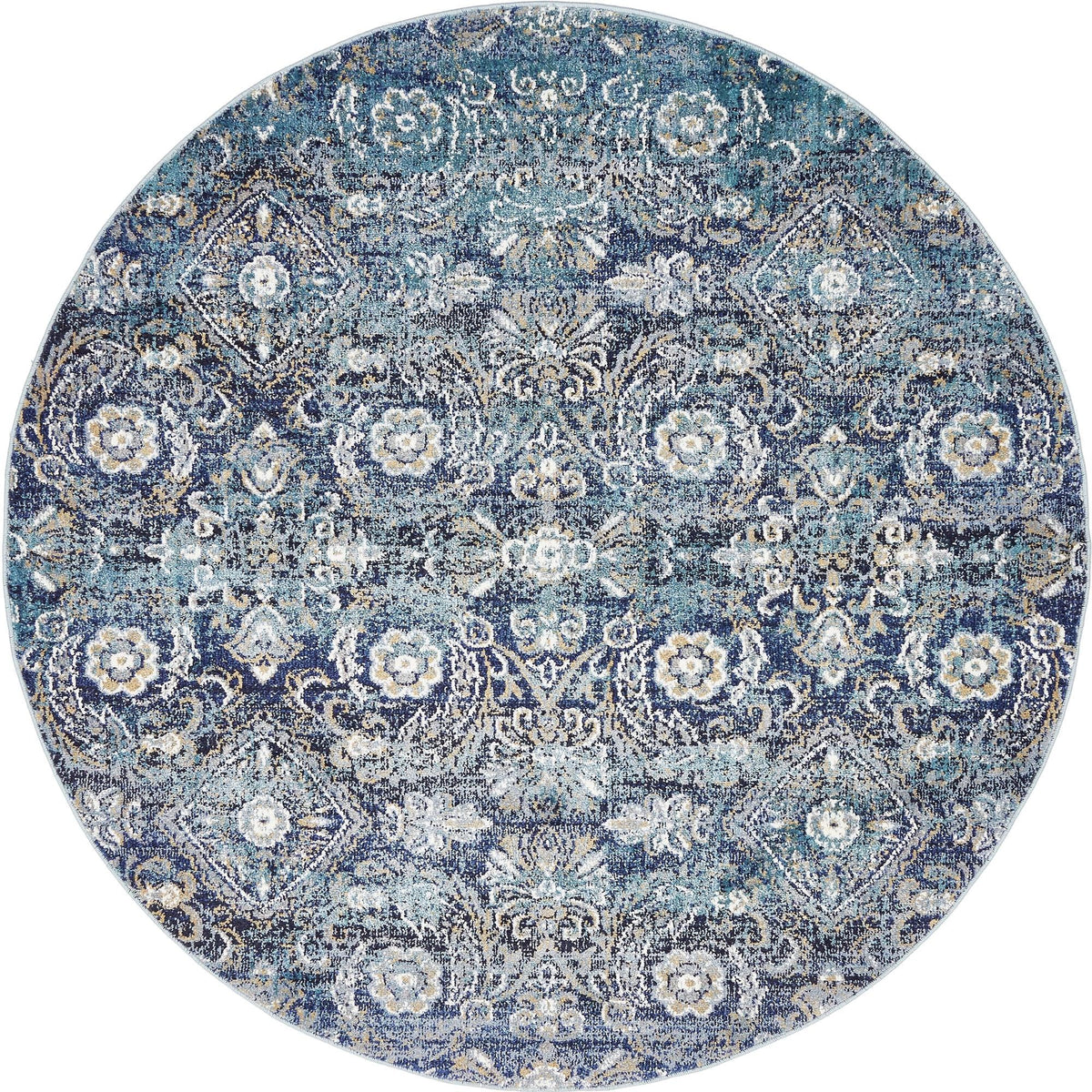 Charleston Elegance Collection Area Rug -  Magnolia Round Teal  lifestyle 14