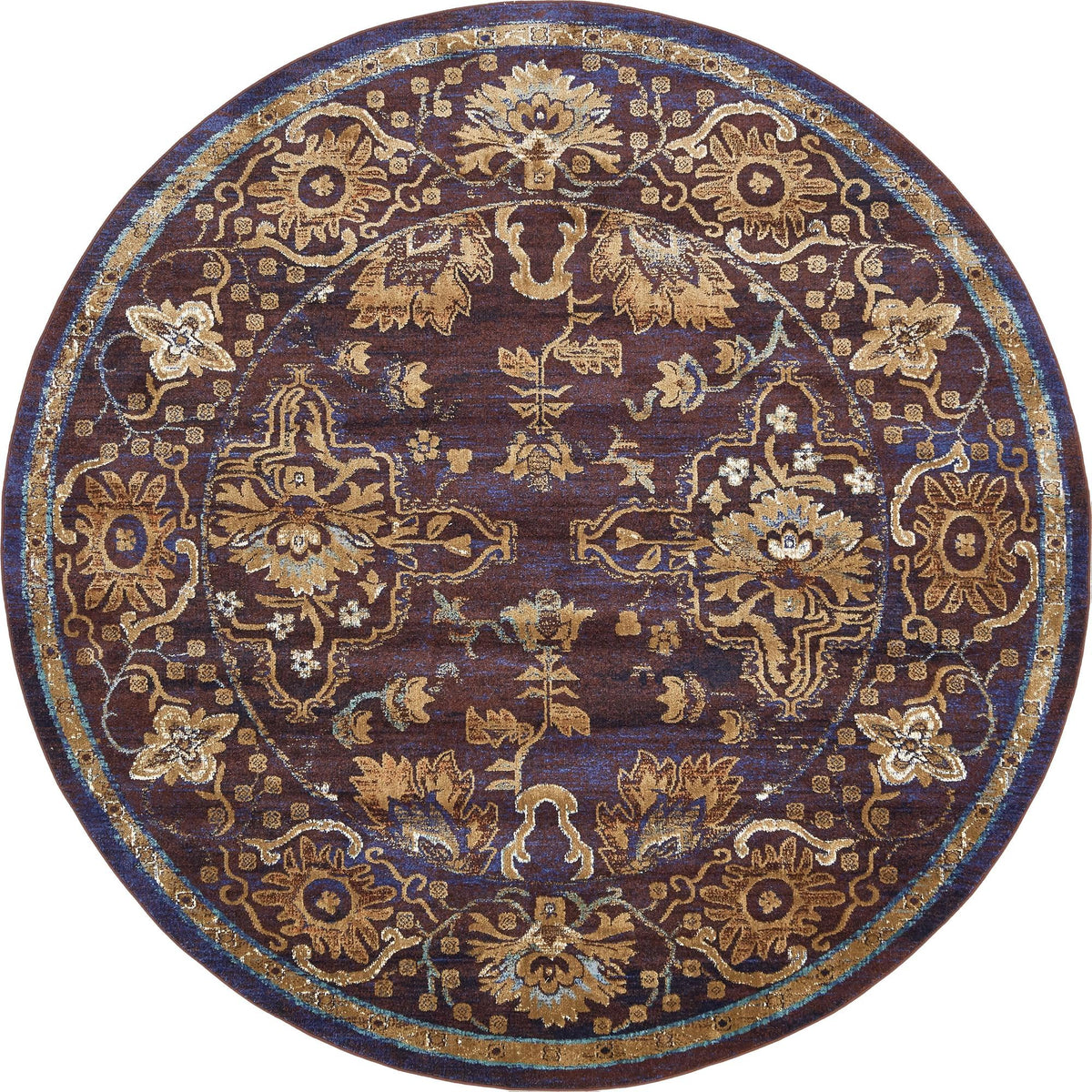Charleston Elegance Collection Area Rug -  Bluffton Round Dark Blue  lifestyle 12