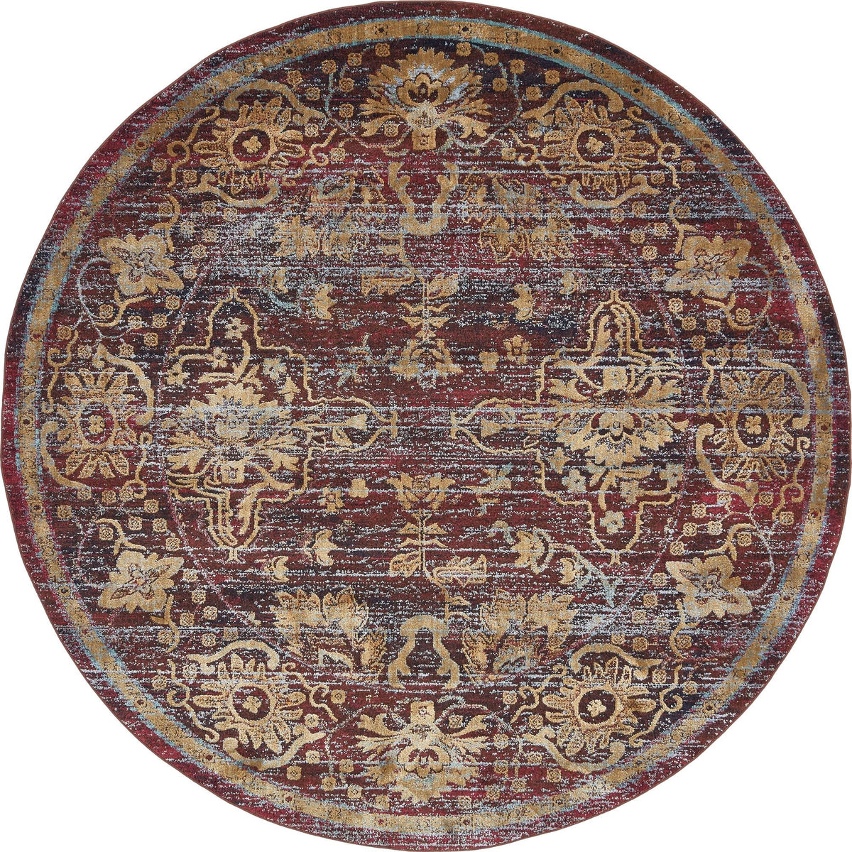 Charleston Elegance Collection Area Rug -  Bluffton Round Rust Red  lifestyle 14
