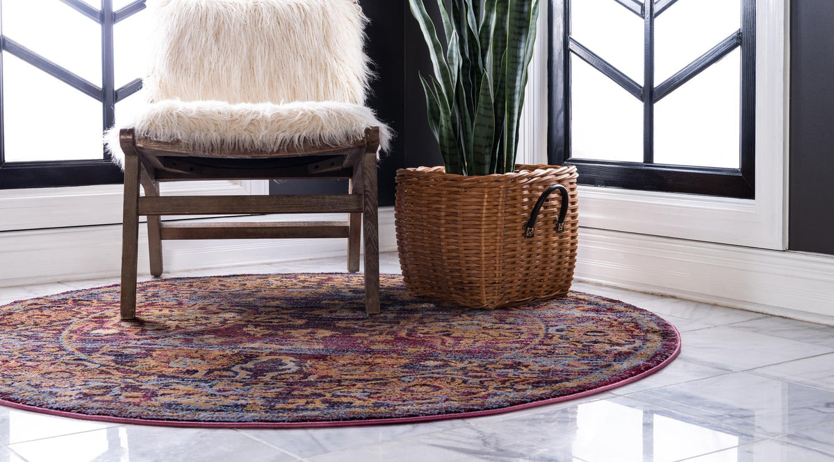 Charleston Elegance Collection Area Rug -  Bluffton Round Rust Red  lifestyle 26