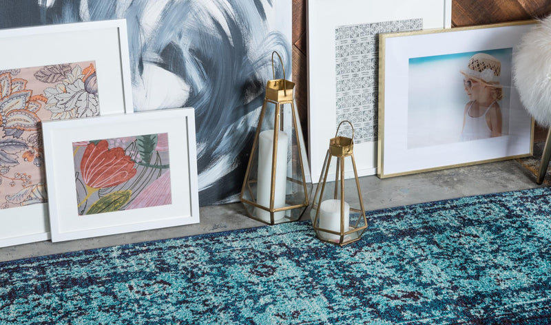 Chateau Elegance Collection Area Rug -  Louvre Runner Blue  lifestyle 67