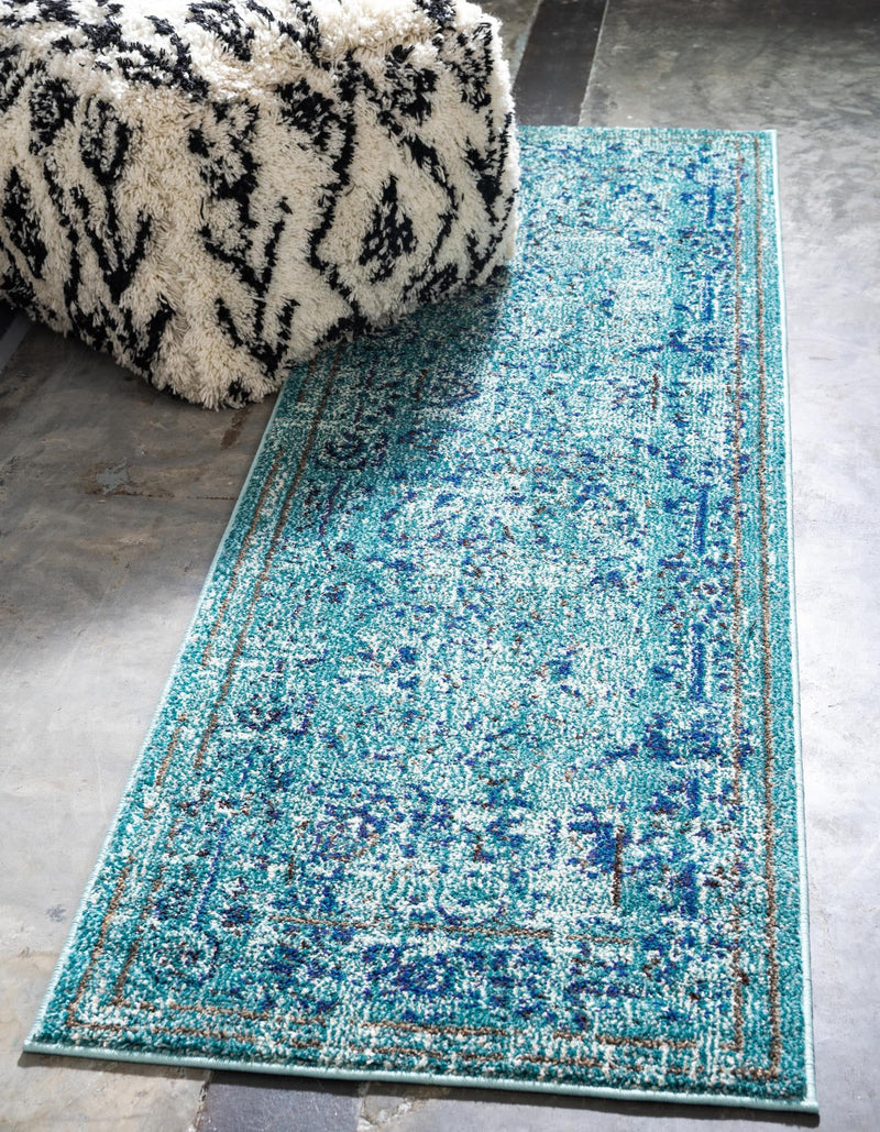 Chateau Elegance Collection Area Rug -  Louvre Runner Light Blue  lifestyle 49