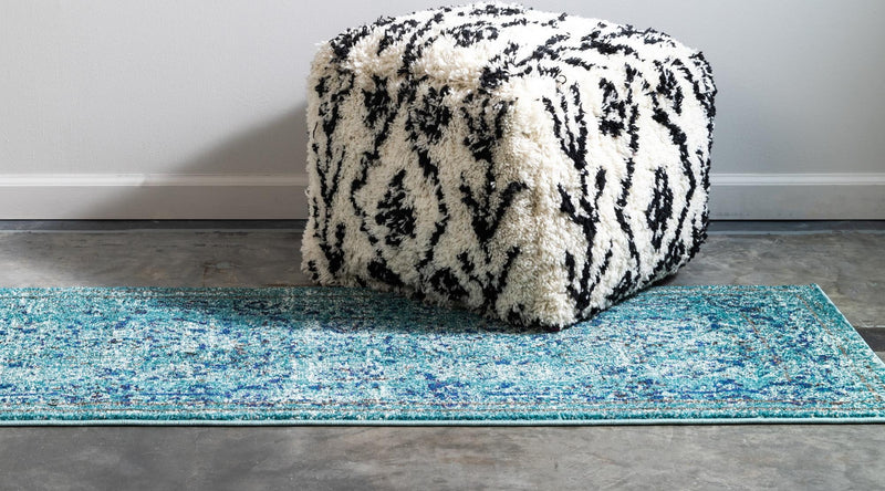 Chateau Elegance Collection Area Rug -  Louvre Runner Light Blue  lifestyle 68