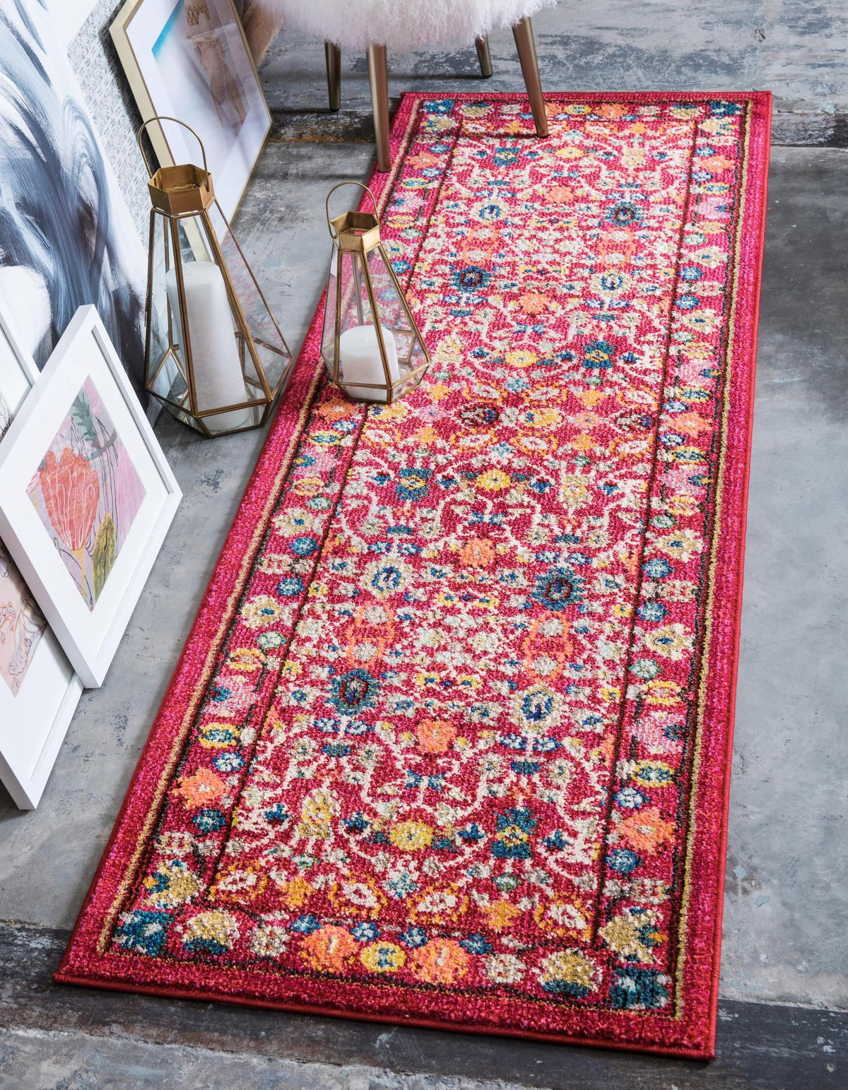 Chateau Elegance Collection Area Rug -  Luxembourg Runner Pink  lifestyle 22