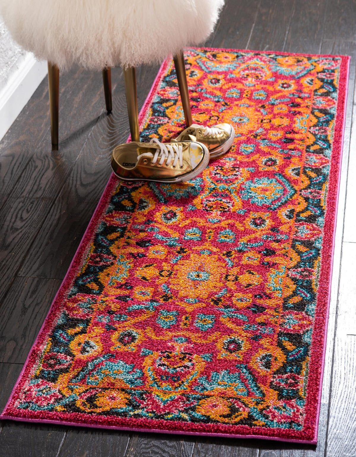 Chateau Elegance Collection Area Rug -  Giverny Runner Pink  lifestyle 15