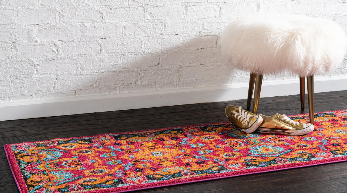 Chateau Elegance Collection Area Rug -  Giverny Runner Pink  lifestyle 18