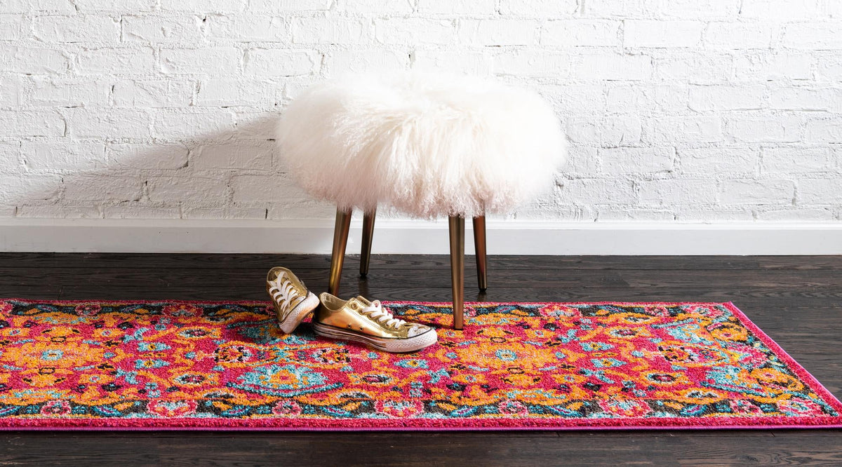 Chateau Elegance Collection Area Rug -  Giverny Runner Pink  lifestyle 20