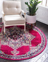 Chateau Elegance Collection Area Rug -  Riviera Round Pink  lifestyle 50
