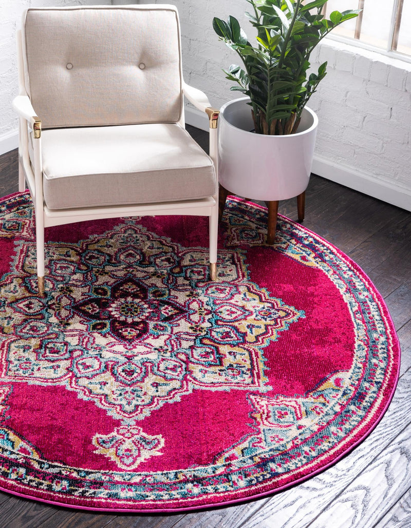 Chateau Elegance Collection Area Rug -  Riviera Round Pink  lifestyle 50