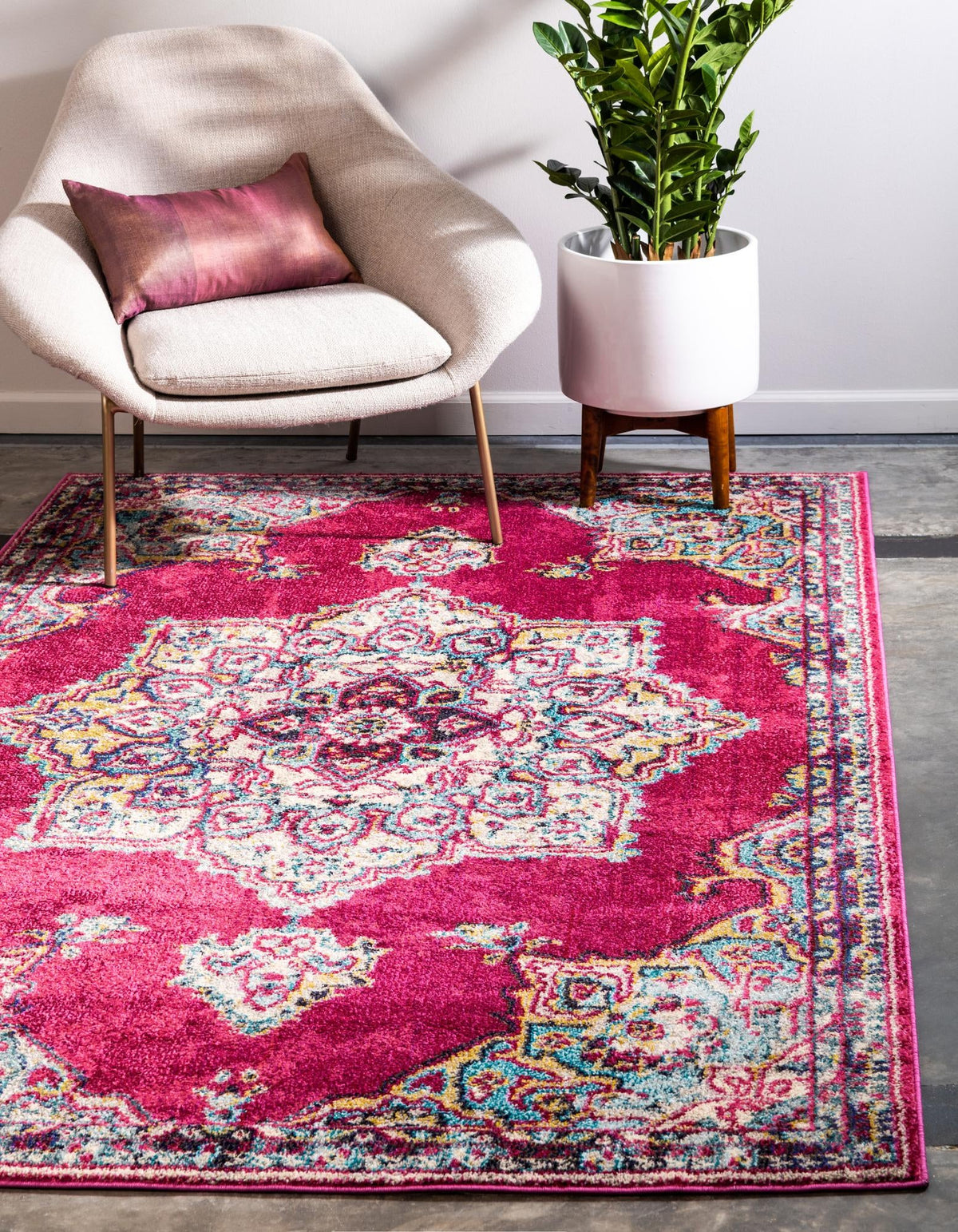 Chateau Elegance Collection Area Rug -  Riviera Rectangle Pink  lifestyle 5