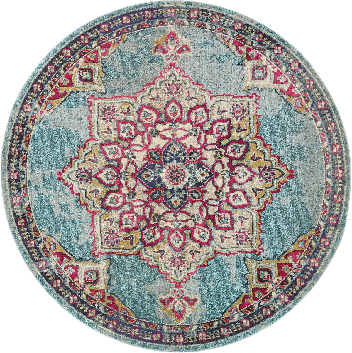 Chateau Elegance Collection Area Rug -  Riviera Round Light Blue  lifestyle 92