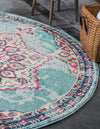 Chateau Elegance Collection Area Rug -  Riviera Round Light Blue  lifestyle 59