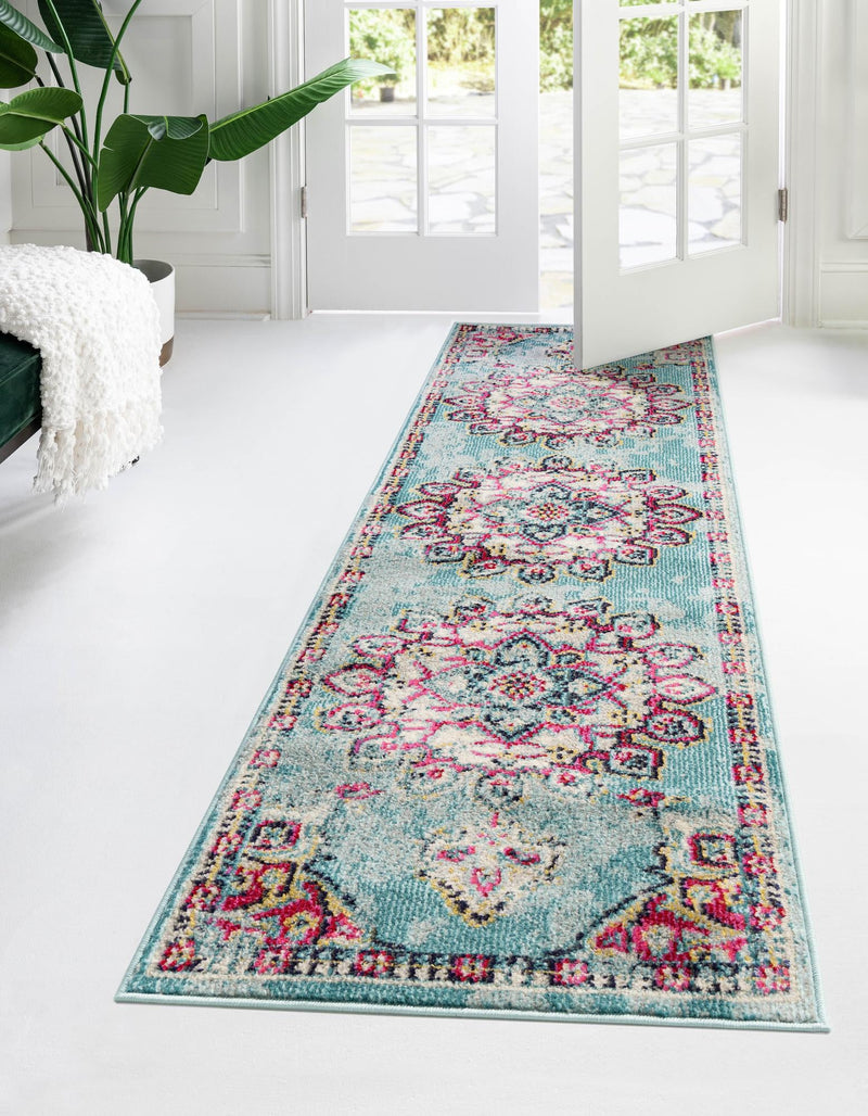 Chateau Elegance Collection Area Rug -  Riviera Runner Light Blue  lifestyle 52