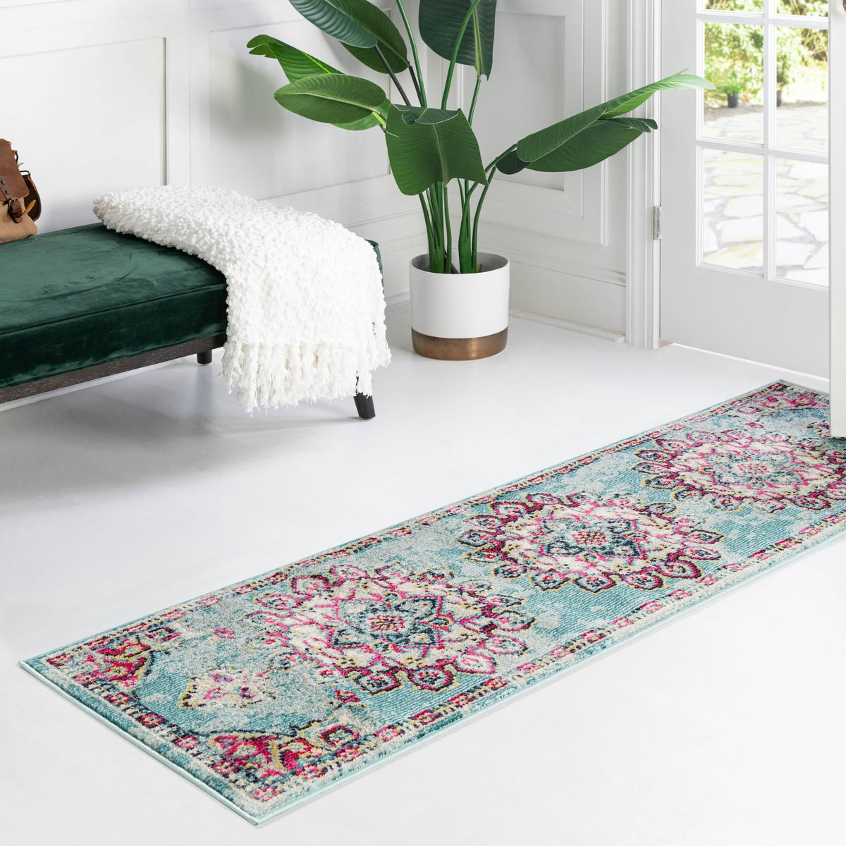 Chateau Elegance Collection Area Rug -  Riviera Runner Light Blue  lifestyle 83