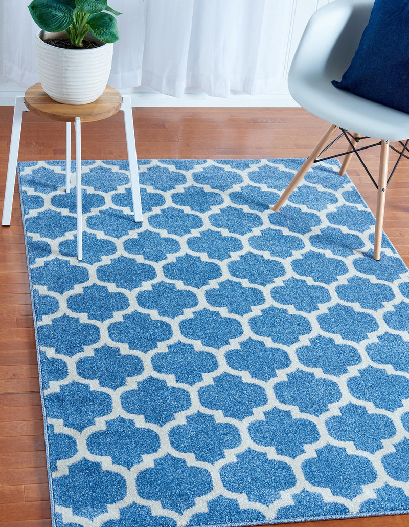 Lattice Gardens Collection Area Rug -  Bloomfield (Light Blue) Rectangle Light Blue  lifestyle 3