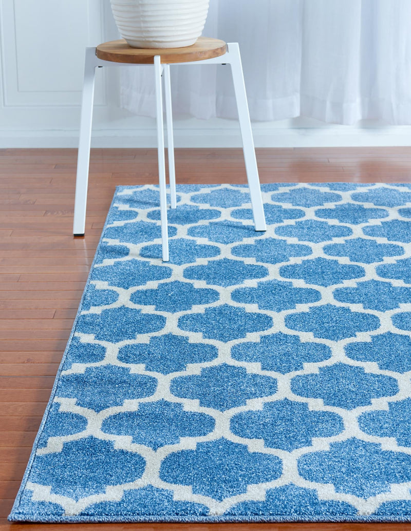 Lattice Gardens Collection Area Rug -  Bloomfield (Light Blue) Rectangle Light Blue  lifestyle 4