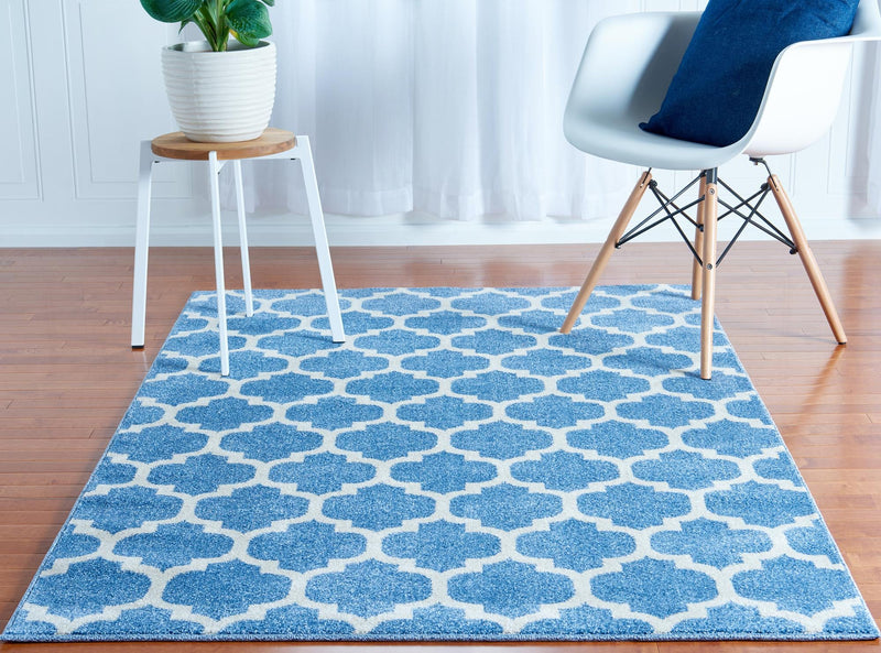 Lattice Gardens Collection Area Rug -  Bloomfield (Light Blue) Rectangle Light Blue  lifestyle 5