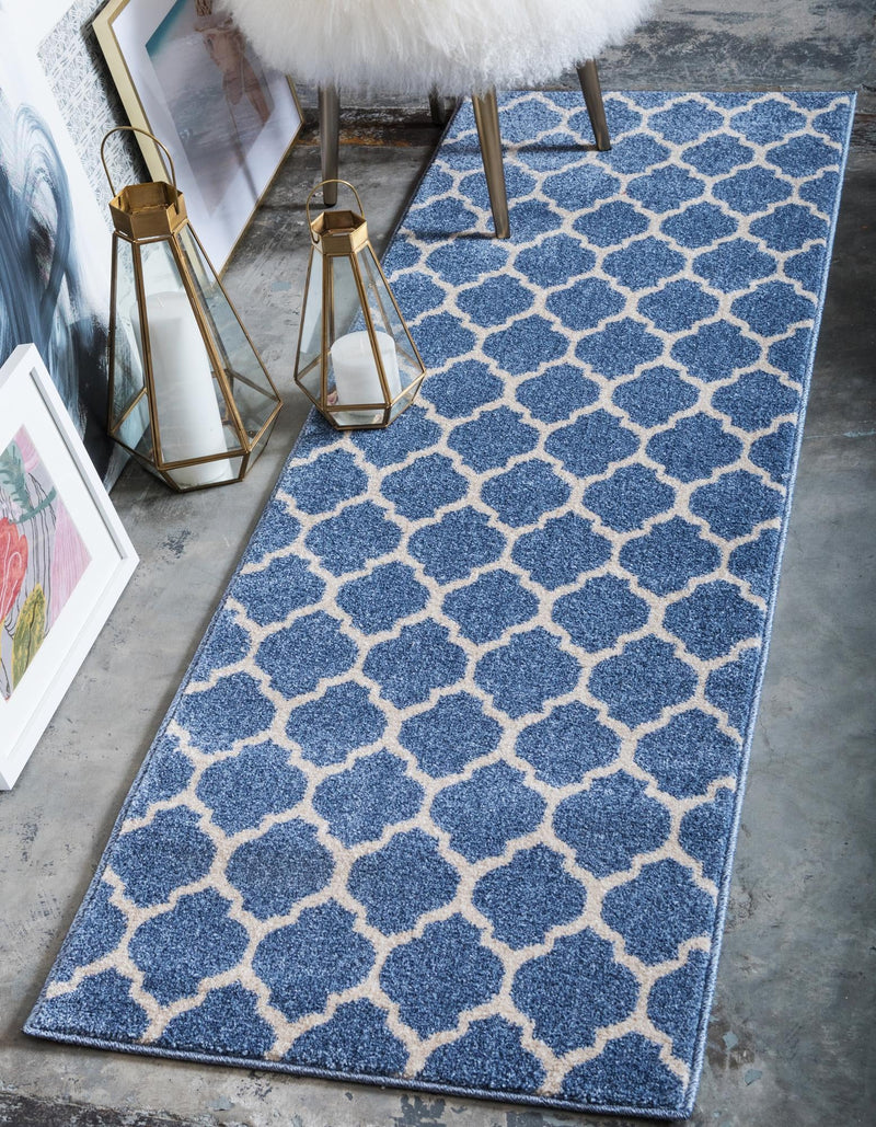 Lattice Gardens Collection Area Rug -  Bloomfield (Light Blue) Runner Light Blue  lifestyle 20