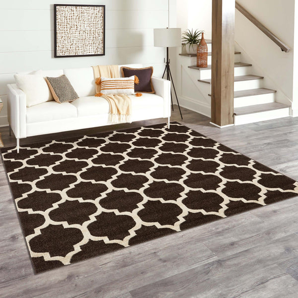 Lattice Gardens Collection Area Rug -  Bloomfield (Chocolate Brown) Square Chocolate Brown  lifestyle 66