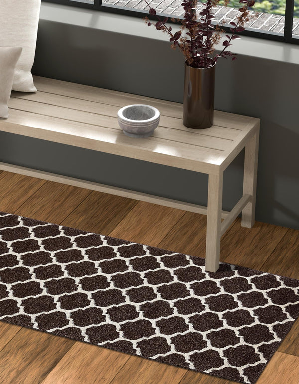 Lattice Gardens Collection Area Rug -  Bloomfield (Chocolate Brown) Runner Chocolate Brown  lifestyle 41