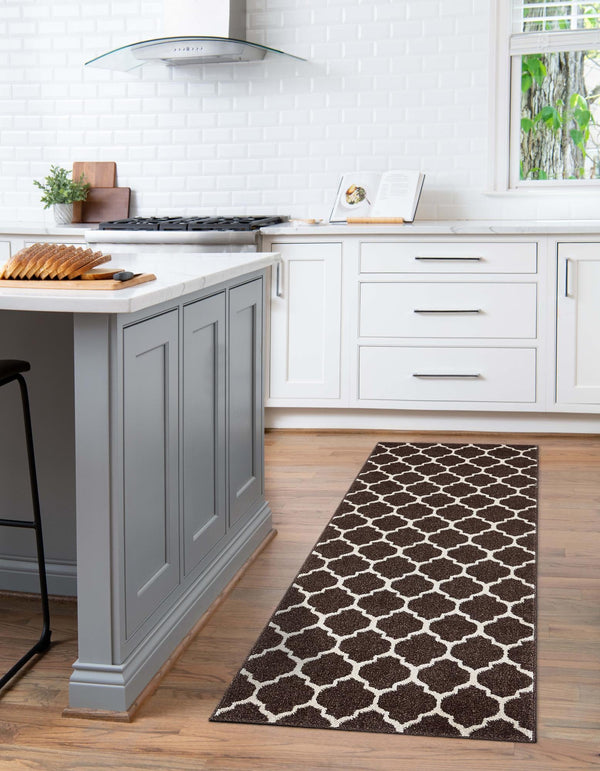Lattice Gardens Collection Area Rug -  Bloomfield (Chocolate Brown) Runner Chocolate Brown  lifestyle 49