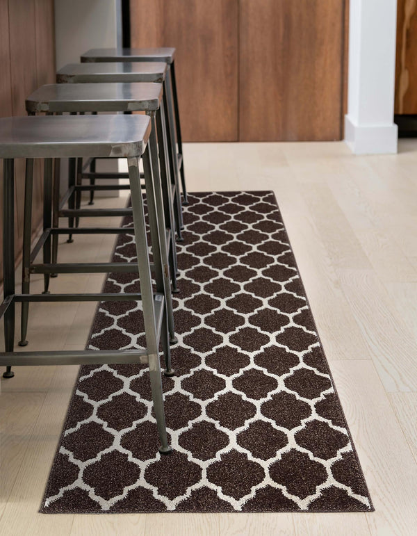 Lattice Gardens Collection Area Rug -  Bloomfield (Chocolate Brown) Runner Chocolate Brown  lifestyle 51