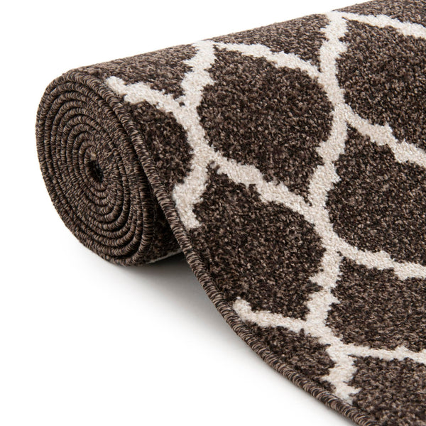 Lattice Gardens Collection Area Rug -  Bloomfield (Chocolate Brown) Runner Chocolate Brown  lifestyle 60