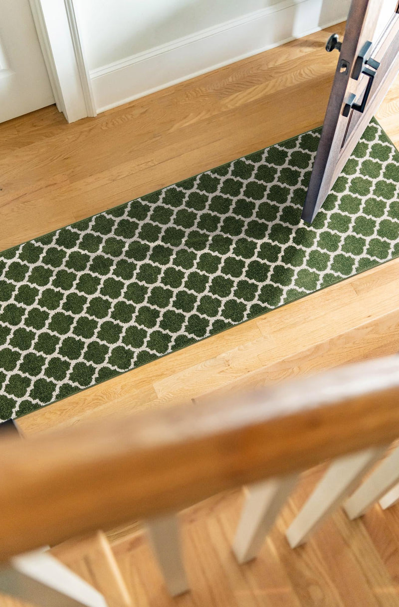 Lattice Gardens Collection Area Rug -  Bloomfield (Dark Green) Runner Dark Green  lifestyle 30