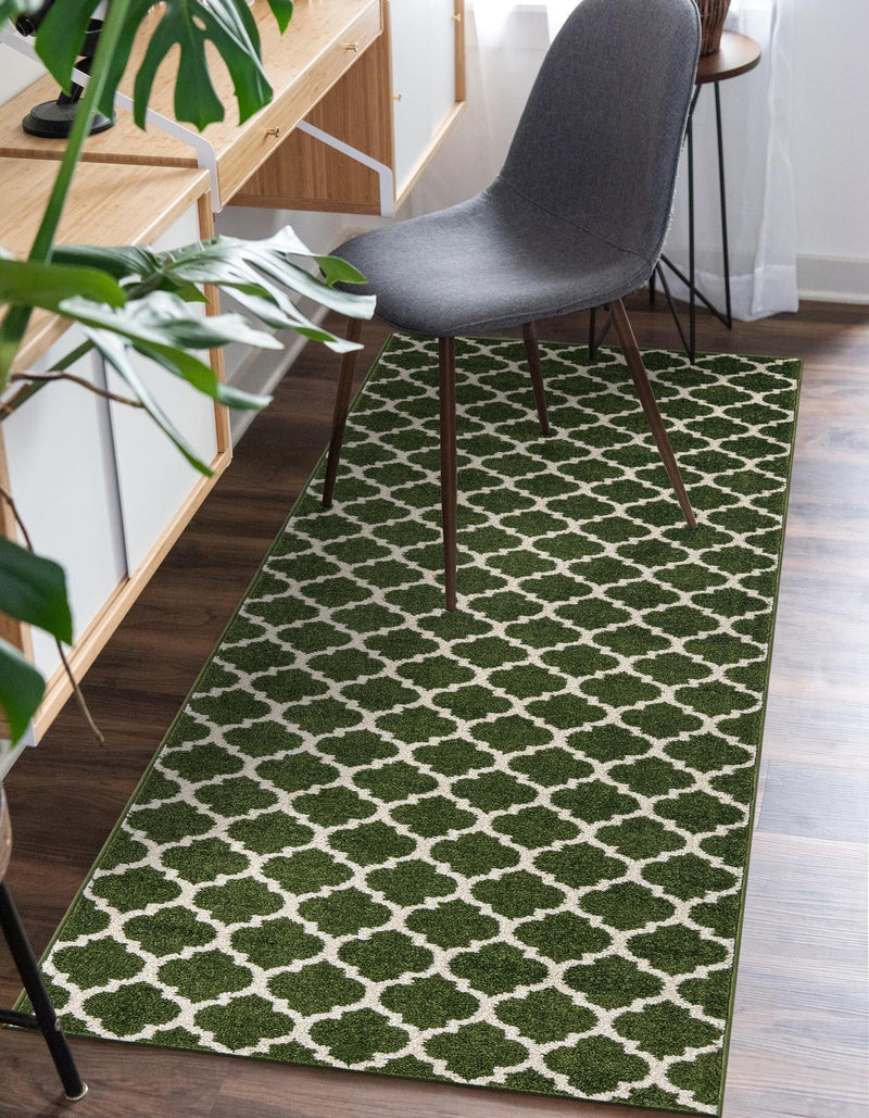 Lattice Gardens Collection Area Rug -  Bloomfield (Dark Green) Runner Dark Green  lifestyle 40