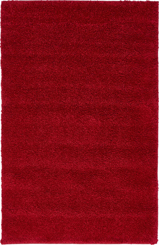 Solid Shag Seaside Collection Area Rug - Azure Cove (Red) Rectangle Red Main