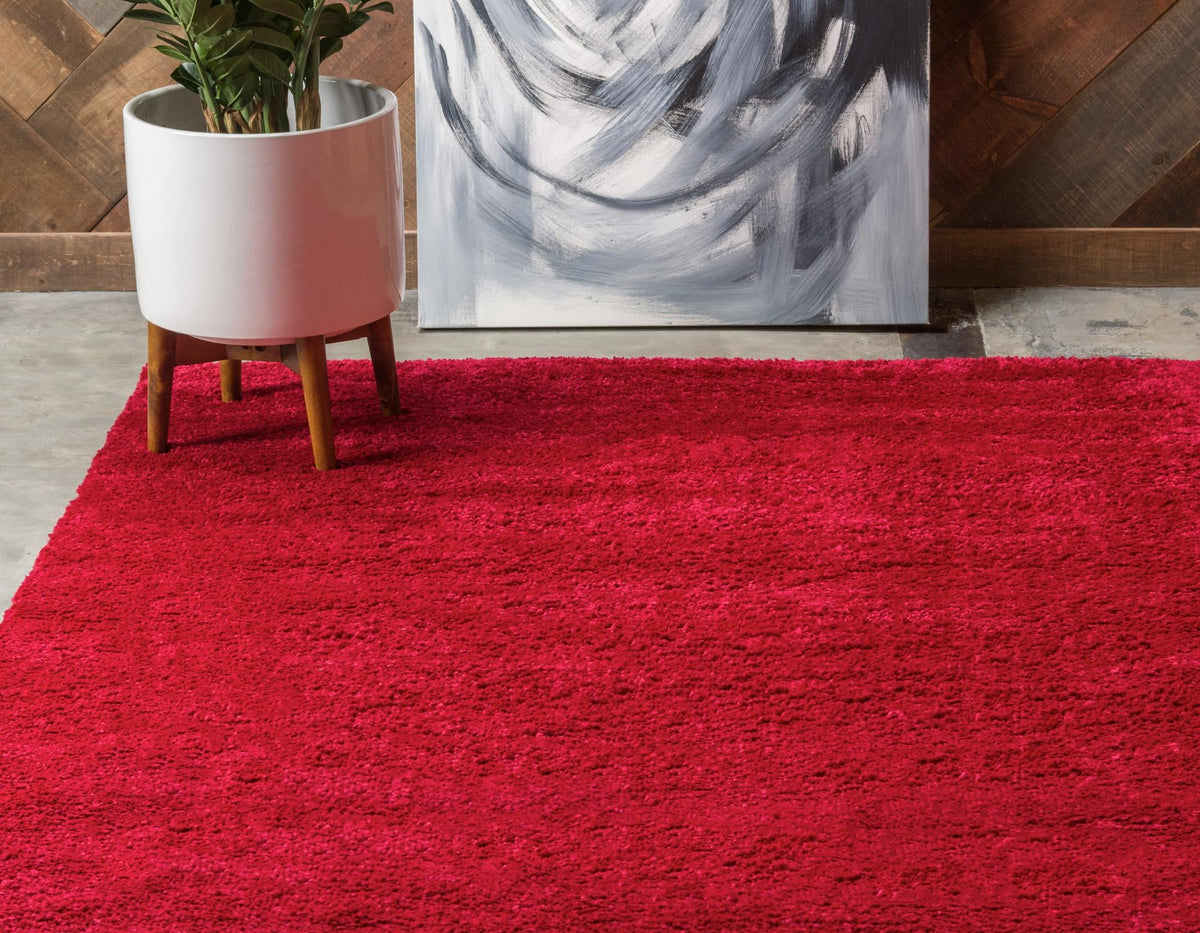 Solid Shag Seaside Collection Area Rug - Azure Cove (Red) Rectangle Red  lifestyle 3