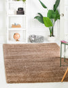 Solid Shag Seaside Collection Area Rug - Azure Cove (Light Brown) Rectangle Light Brown  lifestyle 2