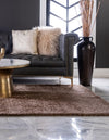 Solid Shag Seaside Collection Area Rug - Azure Cove (Light Brown) Rectangle Light Brown  lifestyle 4
