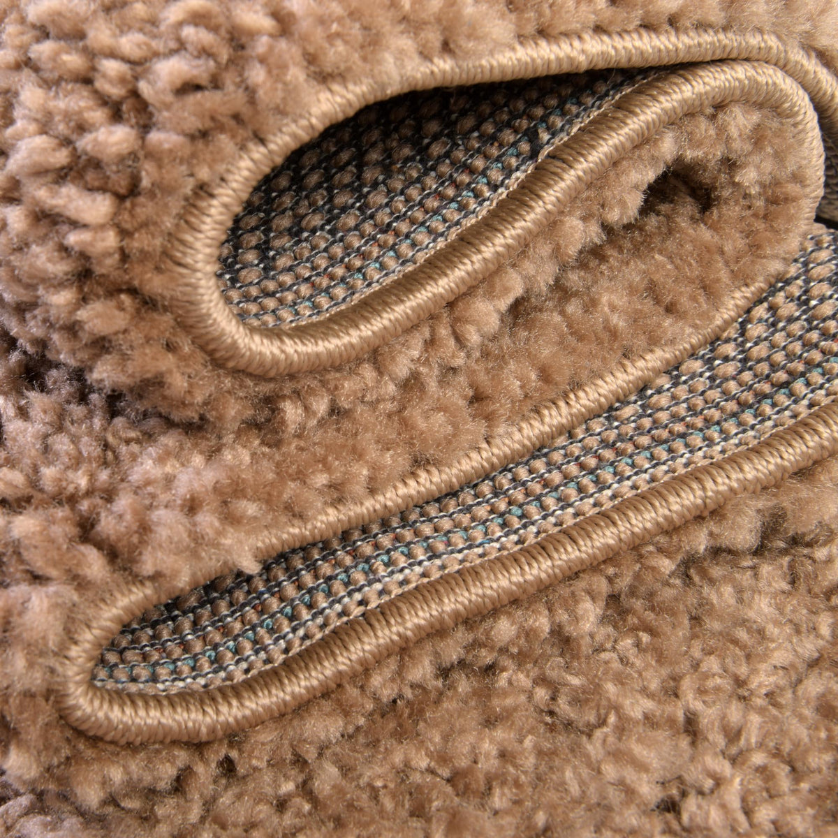 Solid Shag Seaside Collection Area Rug - Azure Cove (Light Brown) Rectangle Light Brown  lifestyle 13