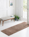 Solid Shag Seaside Collection Area Rug - Azure Cove (Light Brown) Runner Light Brown  lifestyle 20