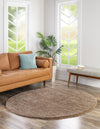Solid Shag Seaside Collection Area Rug - Azure Cove (Light Brown) Round Light Brown  lifestyle 19