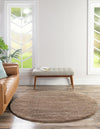 Solid Shag Seaside Collection Area Rug - Azure Cove (Light Brown) Round Light Brown  lifestyle 21