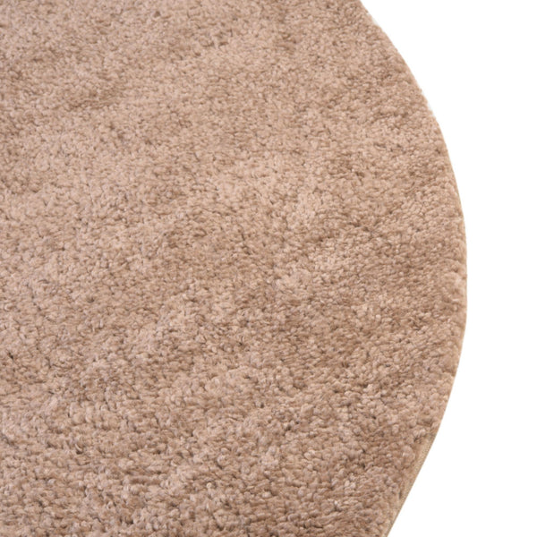 Solid Shag Seaside Collection Area Rug - Azure Cove (Light Brown) Round Light Brown  lifestyle 29