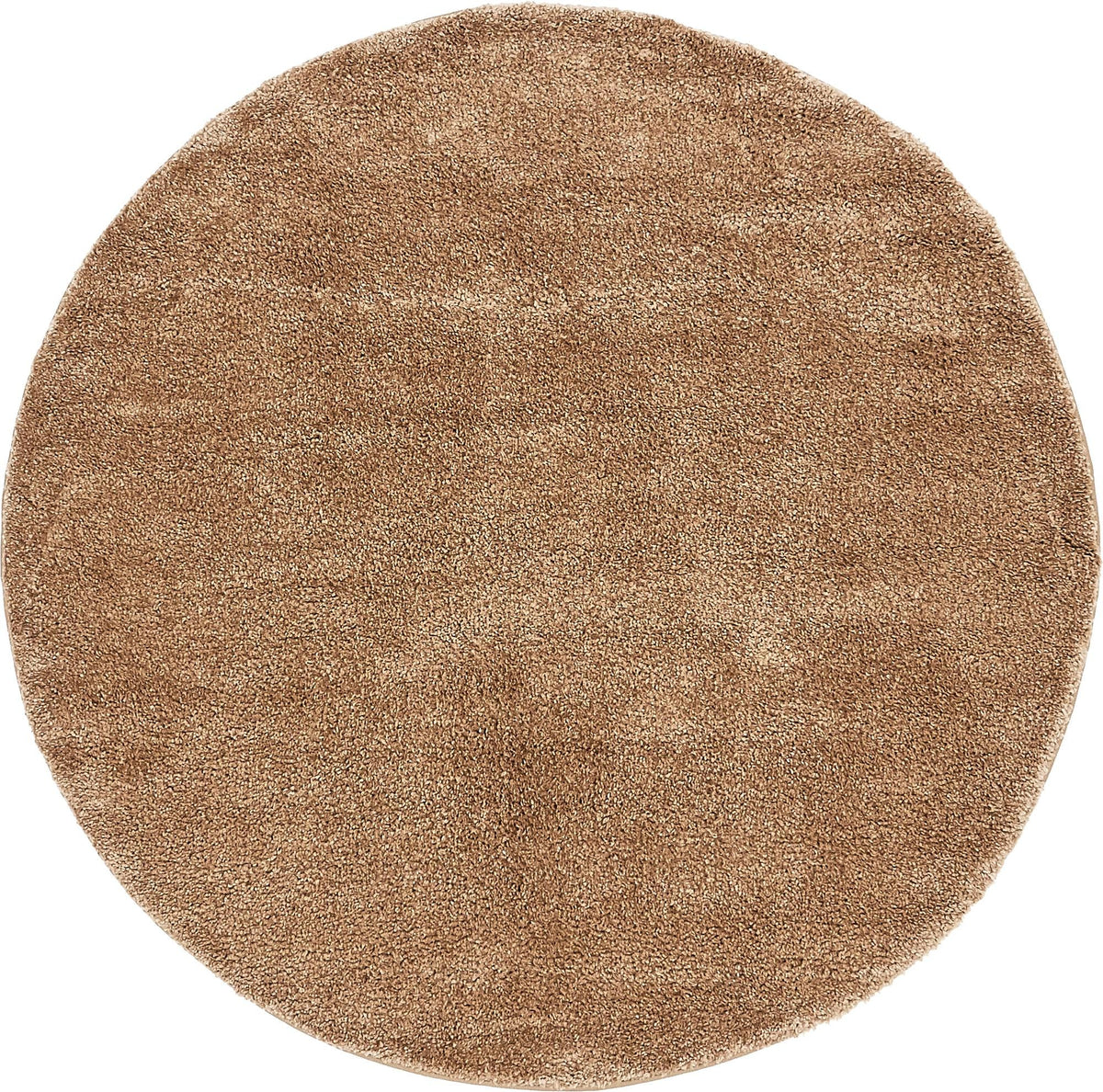 Solid Shag Seaside Collection Area Rug - Azure Cove (Light Brown) Round Light Brown  lifestyle 17