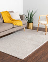 Solid Shag Seaside Collection Area Rug - Azure Cove (Ivory) Rectangle Ivory  lifestyle 4