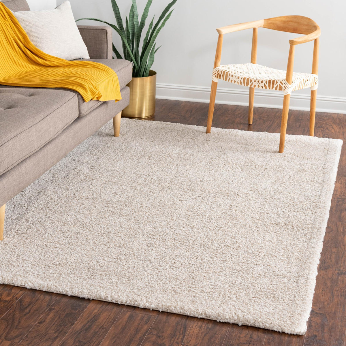 Solid Shag Seaside Collection Area Rug - Azure Cove (Ivory) Rectangle Ivory  lifestyle 17