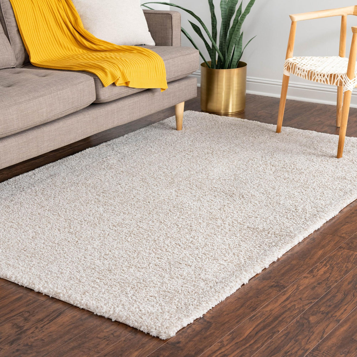Solid Shag Seaside Collection Area Rug - Azure Cove (Ivory) Rectangle Ivory  lifestyle 18