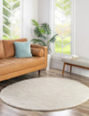 Solid Shag Seaside Collection Area Rug - Azure Cove (Ivory) Round Ivory  lifestyle 25