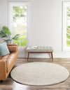 Solid Shag Seaside Collection Area Rug - Azure Cove (Ivory) Round Ivory  lifestyle 30