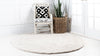 Solid Shag Seaside Collection Area Rug - Azure Cove (Ivory) Round Ivory  lifestyle 35